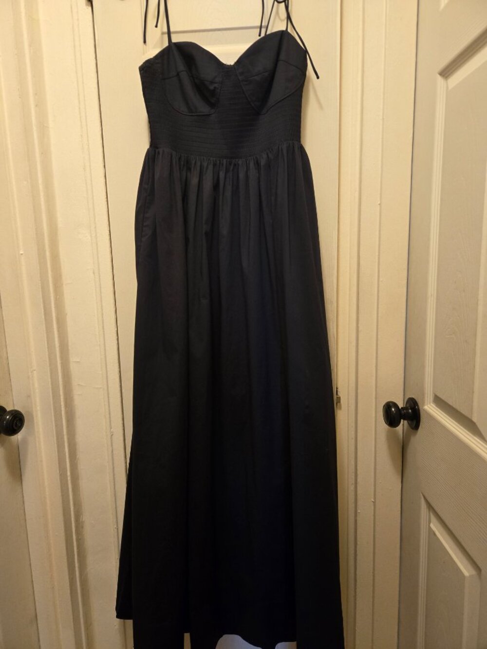Staud Landry Shoulder-Tie Smocked Maxi Dress Size L NWT - Picture 10 of 16
